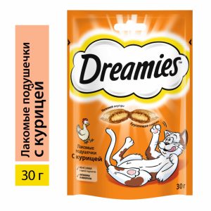 Лакомство для кошек Dreamies подушечки с курицей (30 г)