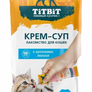 Крем-суп для кошек с кусочками лосося (4шт x 10гр)