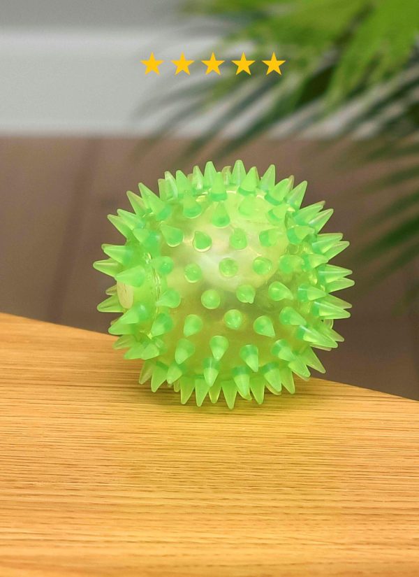 Игрушка для собак светящийся мячик с шипами (6,5 см)