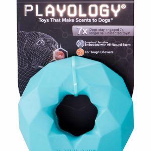 Жевательное кольцо-многогранник Playology для собак средних и крупных пород с ароматом курицы, цвет голубой (265 г)