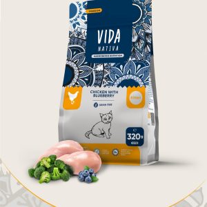 Беззерновой корм для котят, со свежей курицей и черникой, GRAIN FREE kitten chicken and bluebirries (320 г)