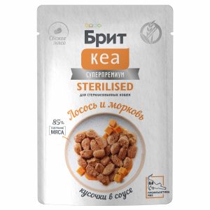 Пауч с Лососем и Морковью для стерилизованных кошек, кусочки в соусе, 85г (85 г)