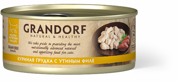 "Упаковка 6 шт" Консервы для кошек Куриная грудка с утиным филе (6 шт)