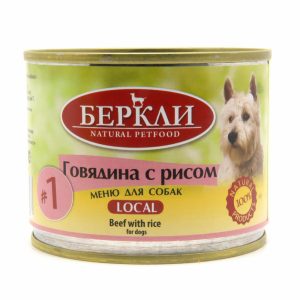 Консервы для собак с говядиной с рисом LOCAL (200 г)