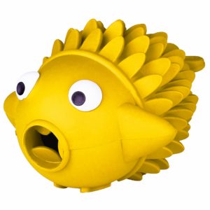 Игрушка "Рыба-ёрш" для собак, с ароматом сливок, желтая (12 см)