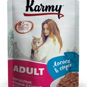 паучи с лососем в соусе для кошек старше 1 года (80 г)
