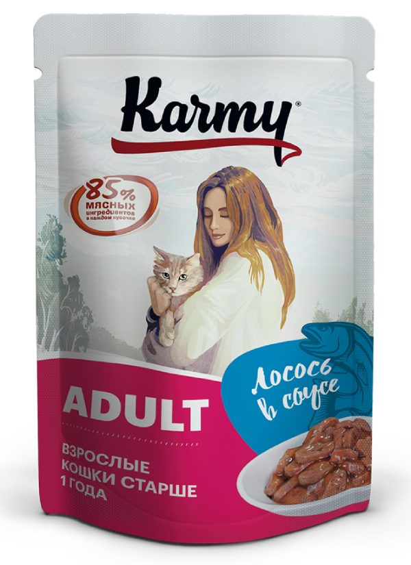 паучи с лососем в соусе для кошек старше 1 года (80 г)
